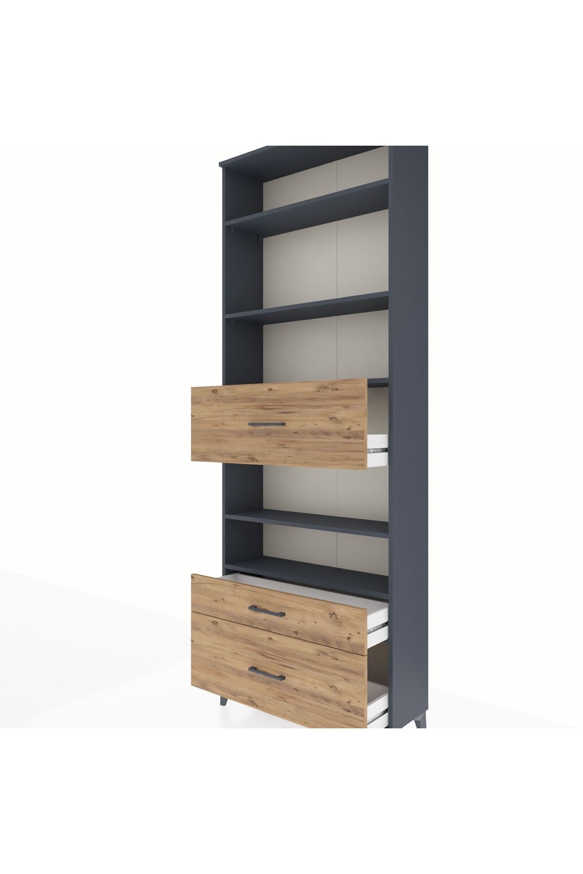 Arges Dolap 5 Raflı 3 Çekmeceli 88x30x243 Antrasit-Çam