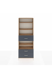 Arges Dolap 5 Raflı 3 Çekmeceli 88x30x243 Çam-Antrasit