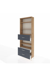 Arges Dolap 5 Raflı 3 Çekmeceli 88x30x243 Çam-Antrasit