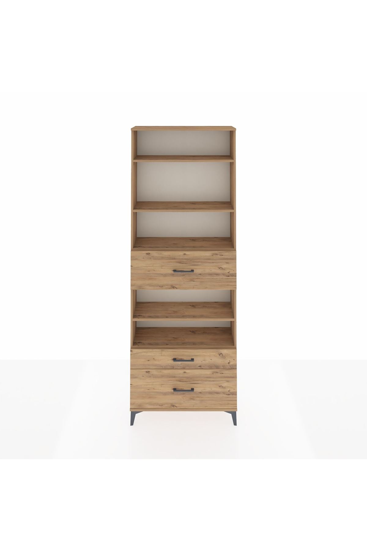 Arges Dolap 5 Raflı 3 Çekmeceli 88x30x243 Çam-Çam