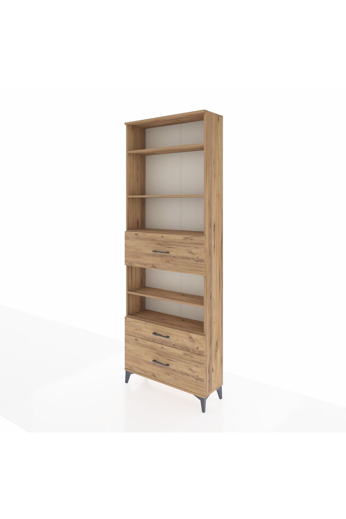 Arges Dolap 5 Raflı 3 Çekmeceli 88x30x243 Çam-Çam