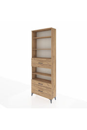 Arges Dolap 5 Raflı 3 Çekmeceli 88x30x243 Çam-Çam