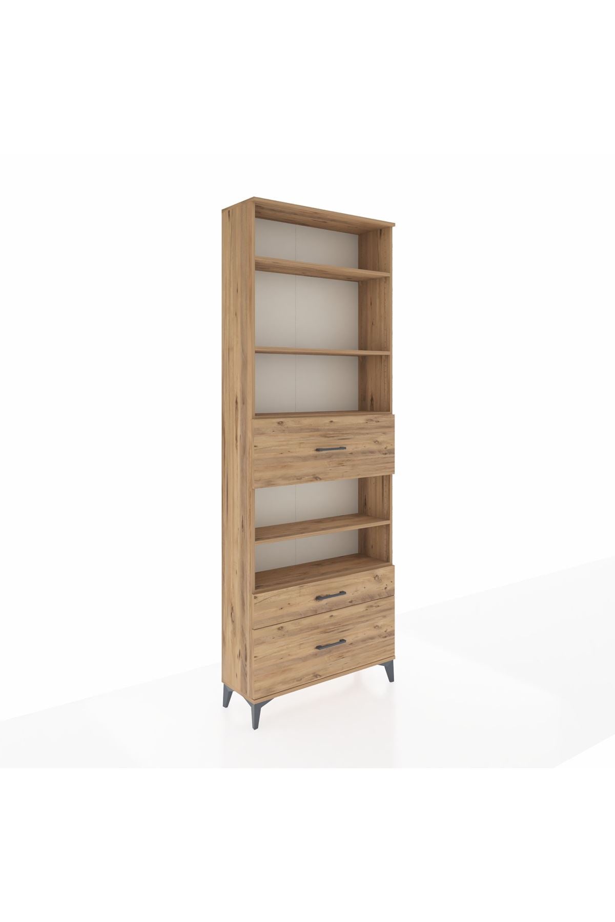 Arges Dolap 5 Raflı 3 Çekmeceli 88x30x243 Çam-Çam