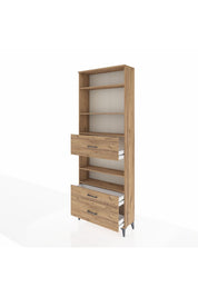 Arges Dolap 5 Raflı 3 Çekmeceli 88x30x243 Çam-Çam