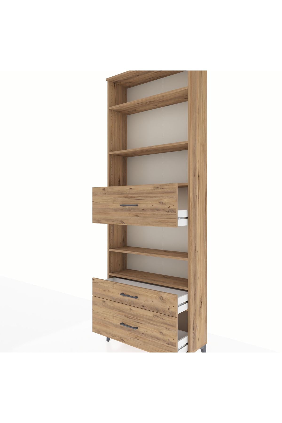 Arges Dolap 5 Raflı 3 Çekmeceli 88x30x243 Çam-Çam