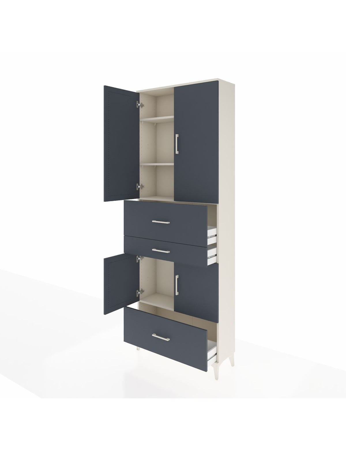 Arges Dolap 4 Raflı 3 Çekmeceli 4 Kapaklı 88x30x243 - S33M171V2A