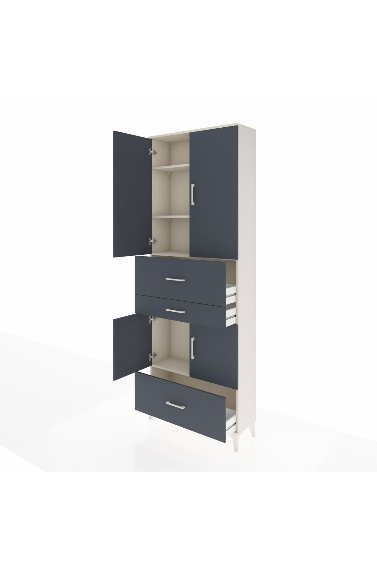 Arges Dolap 4 Raflı 3 Çekmeceli 4 Kapaklı 88x30x243 Aytaşı-Antrasit