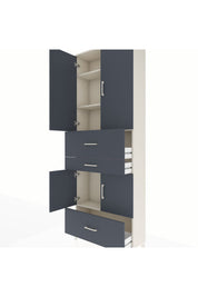 Arges Dolap 4 Raflı 3 Çekmeceli 4 Kapaklı 88x30x243 Aytaşı-Antrasit