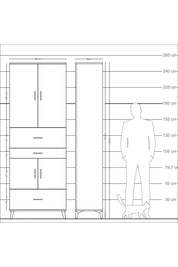 Arges Dolap 4 Raflı 3 Çekmeceli 4 Kapaklı 88x30x243 Aytaşı-Çam