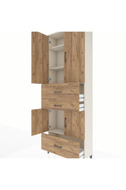 Arges Dolap 4 Raflı 3 Çekmeceli 4 Kapaklı 88x30x243 Aytaşı-Çam