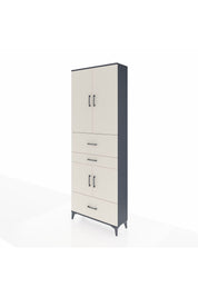 Arges Dolap 4 Raflı 3 Çekmeceli 4 Kapaklı 88x30x243 Antrasit-Aytaşı