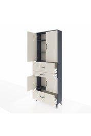 Arges Dolap 4 Raflı 3 Çekmeceli 4 Kapaklı 88x30x243 Antrasit-Aytaşı