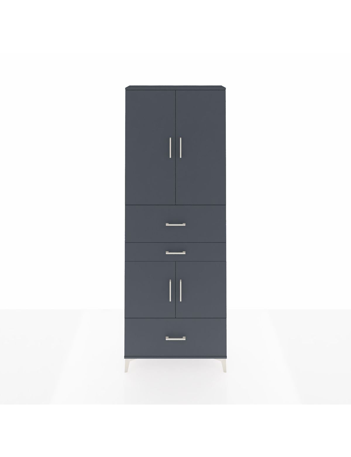 Arges Dolap 4 Raflı 3 Çekmeceli 4 Kapaklı 88x30x243 Antrasit-Antrasit