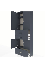 Arges Dolap 4 Raflı 3 Çekmeceli 4 Kapaklı 88x30x243 Antrasit-Antrasit