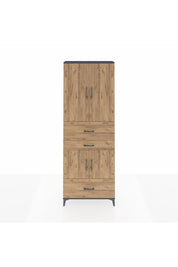 Arges Dolap 4 Raflı 3 Çekmeceli 4 Kapaklı 88x30x243 Antrasit-Çam