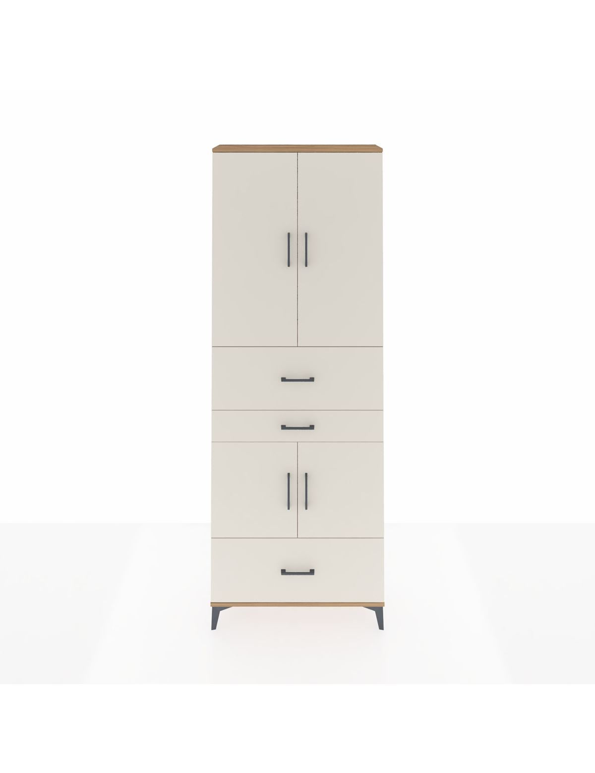 Arges Dolap 4 Raflı 3 Çekmeceli 4 Kapaklı 88x30x243 Çam-Aytaşı