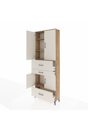 Arges Dolap 4 Raflı 3 Çekmeceli 4 Kapaklı 88x30x243 Çam-Aytaşı