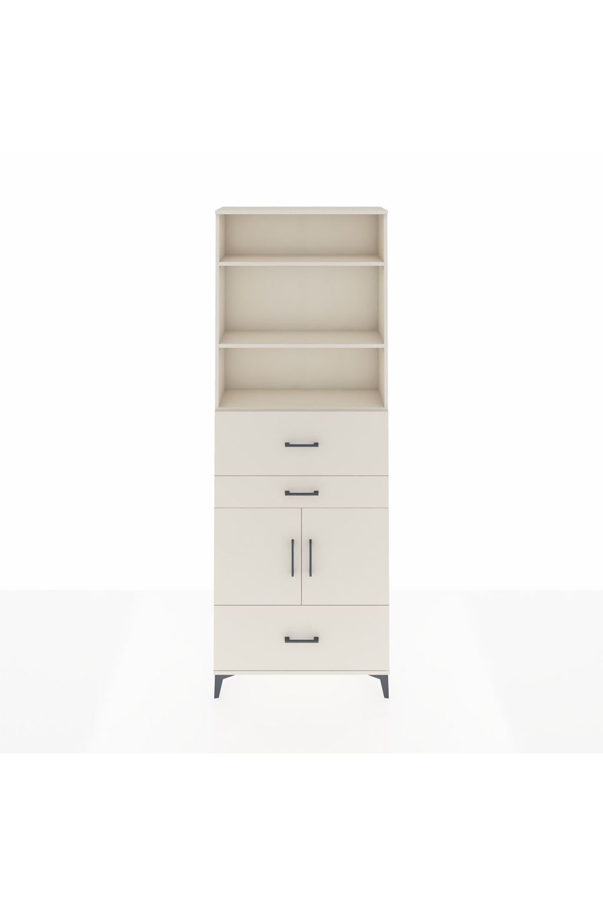 Arges Dolap 4 Raflı 3 Çekmeceli 2 Kapaklı 88x30x243 Aytaşı-Aytaşı