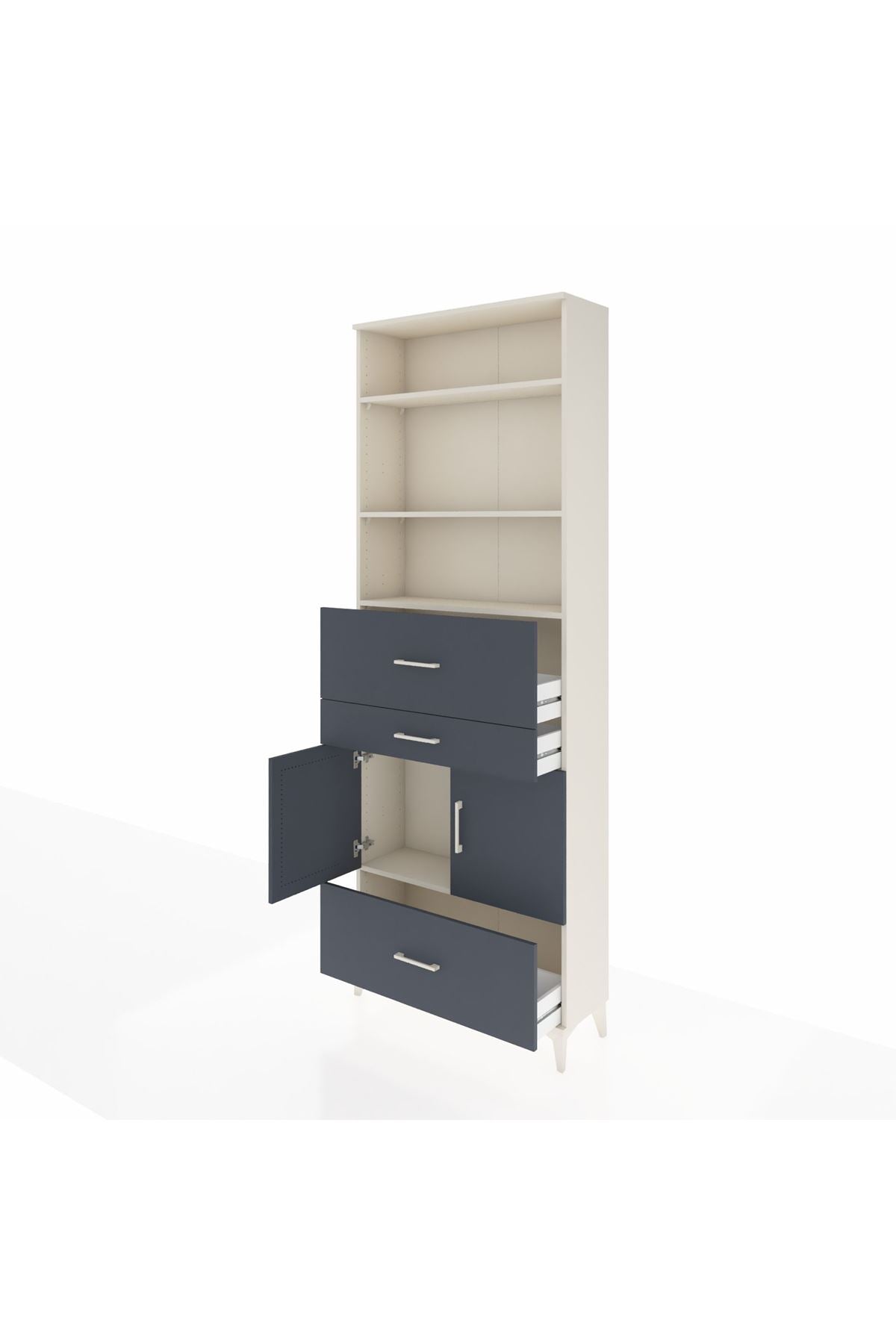 Arges Dolap 4 Raflı 3 Çekmeceli 2 Kapaklı 88x30x243 Aytaşı-Antrasit