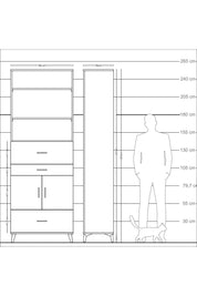 Arges Dolap 4 Raflı 3 Çekmeceli 2 Kapaklı 88x30x243 Aytaşı-Antrasit