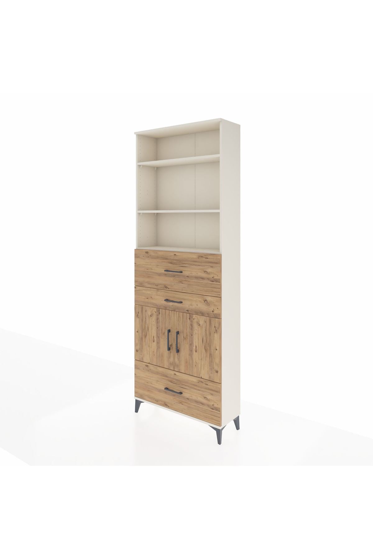 Arges Dolap 4 Raflı 3 Çekmeceli 2 Kapaklı 88x30x243 Aytaşı-Çam