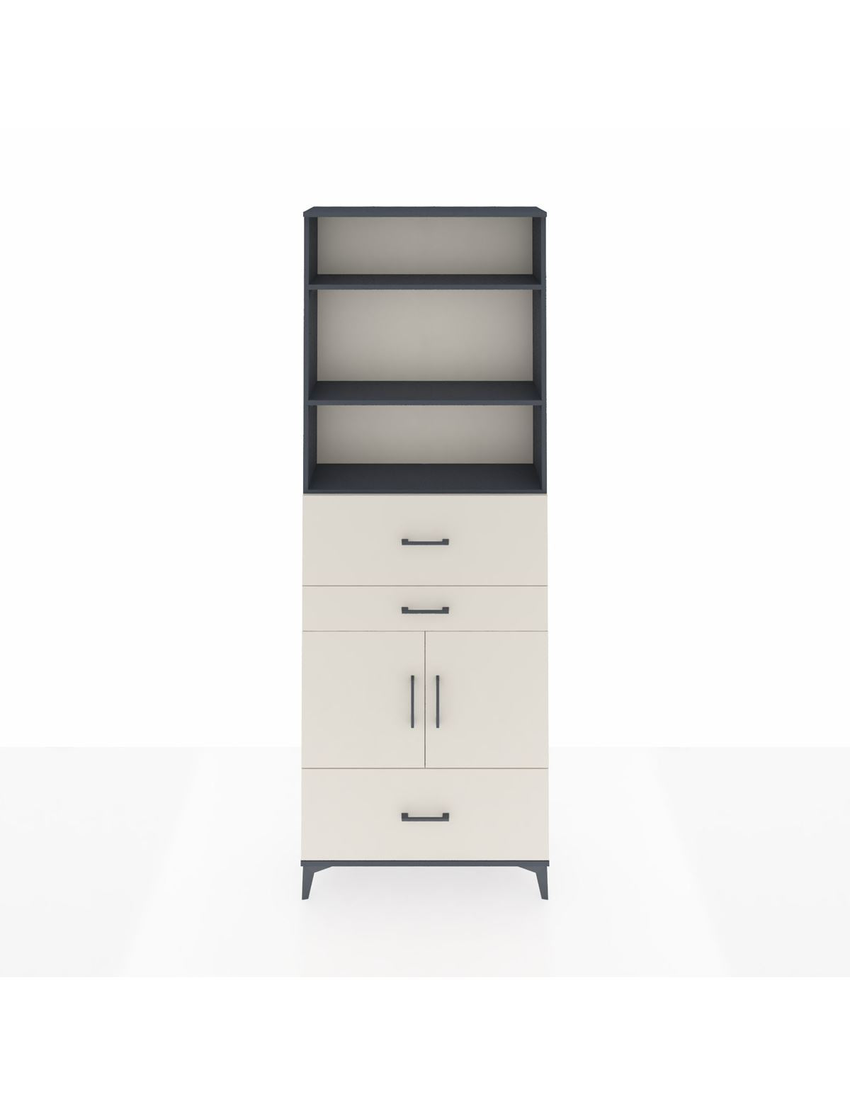 Arges Dolap 4 Raflı 3 Çekmeceli 2 Kapaklı 88x30x243 Antrasit-Aytaşı