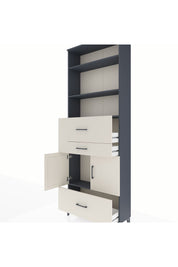 Arges Dolap 4 Raflı 3 Çekmeceli 2 Kapaklı 88x30x243 Antrasit-Aytaşı