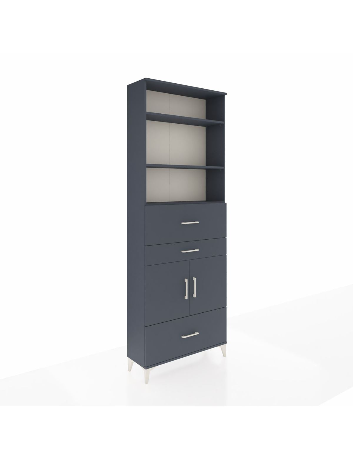 Arges Dolap 4 Raflı 3 Çekmeceli 2 Kapaklı 88x30x243 Antrasit-Antrasit