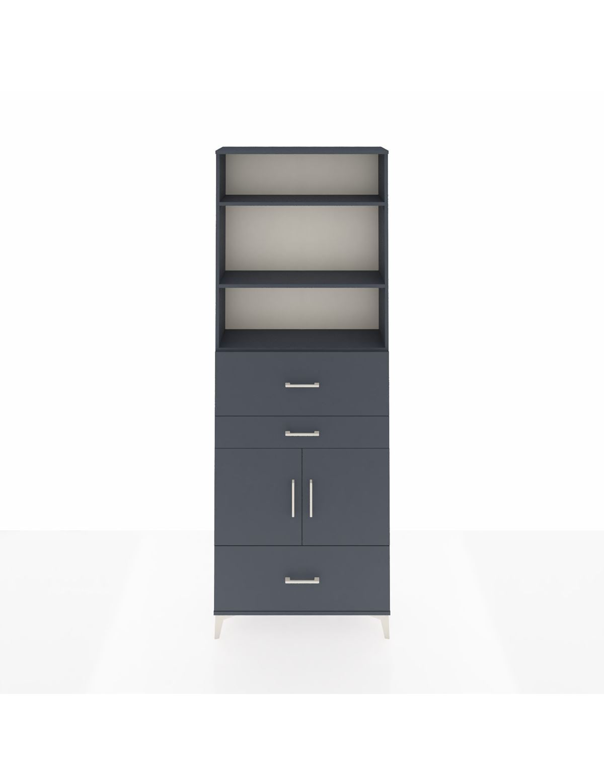 Arges Dolap 4 Raflı 3 Çekmeceli 2 Kapaklı 88x30x243 Antrasit-Antrasit
