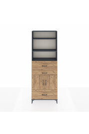 Arges Dolap 4 Raflı 3 Çekmeceli 2 Kapaklı 88x30x243 Antrasit-Çam