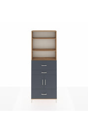 Arges Dolap 4 Raflı 3 Çekmeceli 2 Kapaklı 88x30x243 Çam-Antrasit