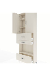 Arges Dolap 4 Raflı 3 Çekmeceli 2 Kapaklı 88x30x243 Aytaşı-Aytaşı