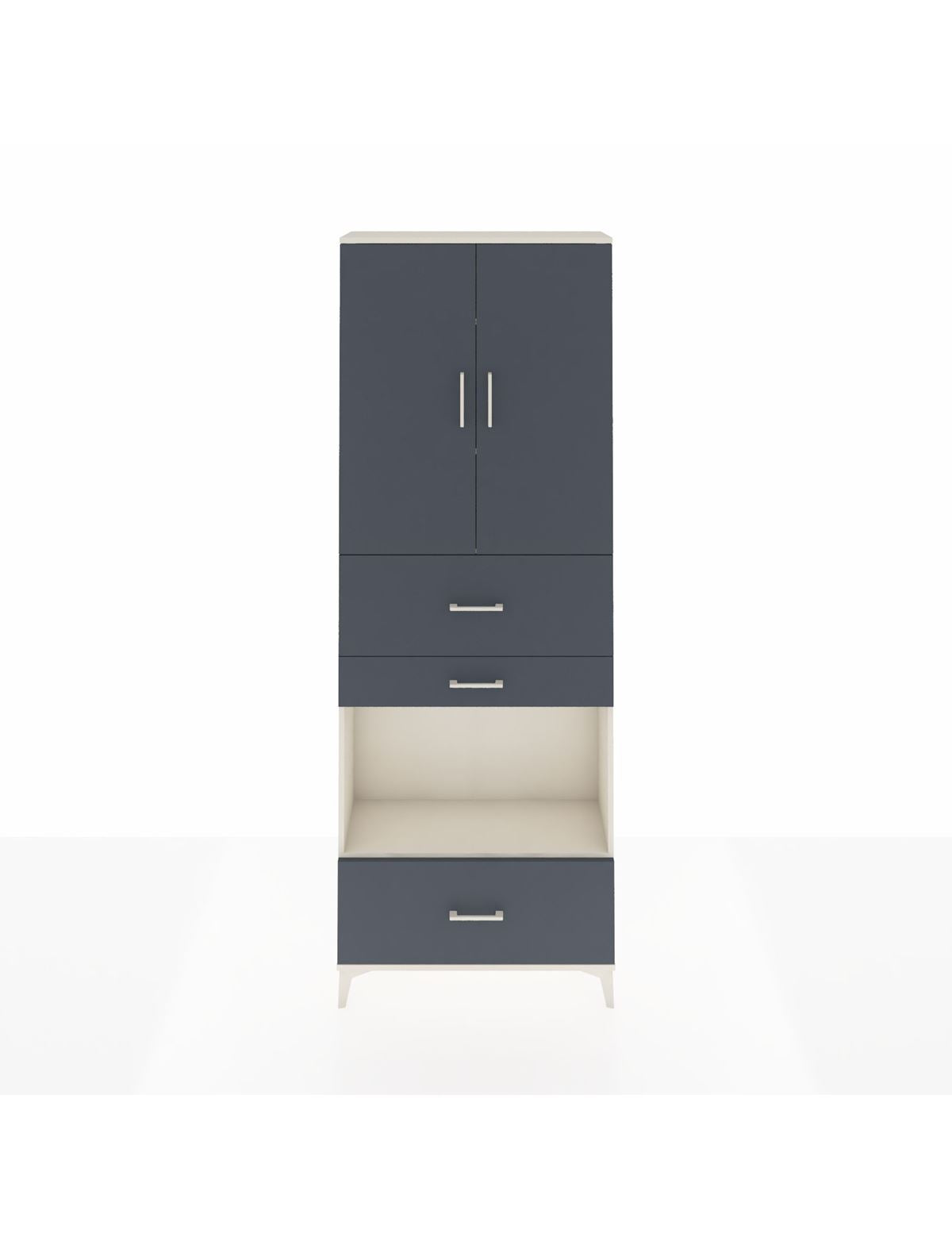 Arges Dolap 4 Raflı 3 Çekmeceli 2 Kapaklı 88x30x243 Aytaşı-Antrasit