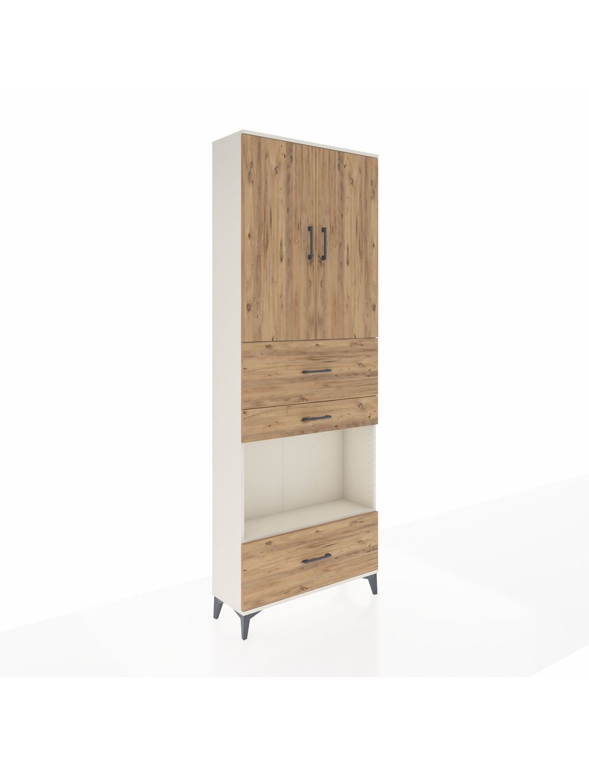 Arges Dolap 4 Raflı 3 Çekmeceli 2 Kapaklı 88x30x243 Aytaşı-Çam