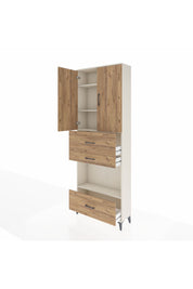 Arges Dolap 4 Raflı 3 Çekmeceli 2 Kapaklı 88x30x243 Aytaşı-Çam