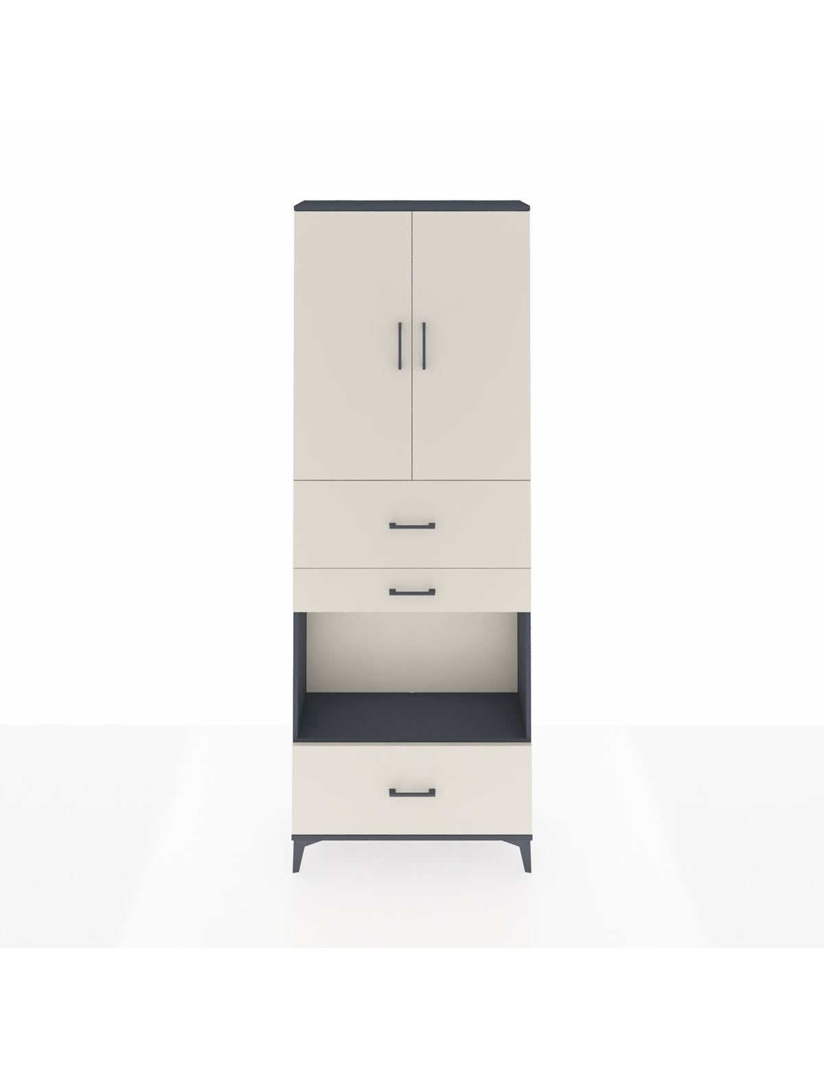 Arges Dolap 4 Raflı 3 Çekmeceli 2 Kapaklı 88x30x243 Antrasit-Aytaşı