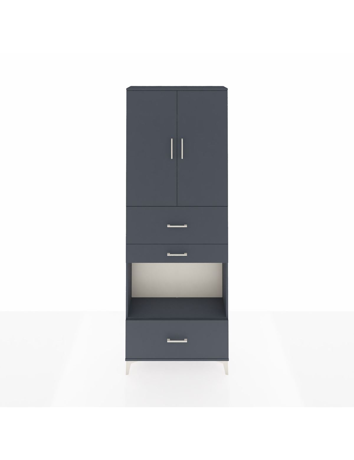 Arges Dolap 4 Raflı 3 Çekmeceli 2 Kapaklı 88x30x243 Antrasit-Antrasit