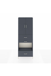 Arges Dolap 4 Raflı 3 Çekmeceli 2 Kapaklı 88x30x243 Antrasit-Antrasit