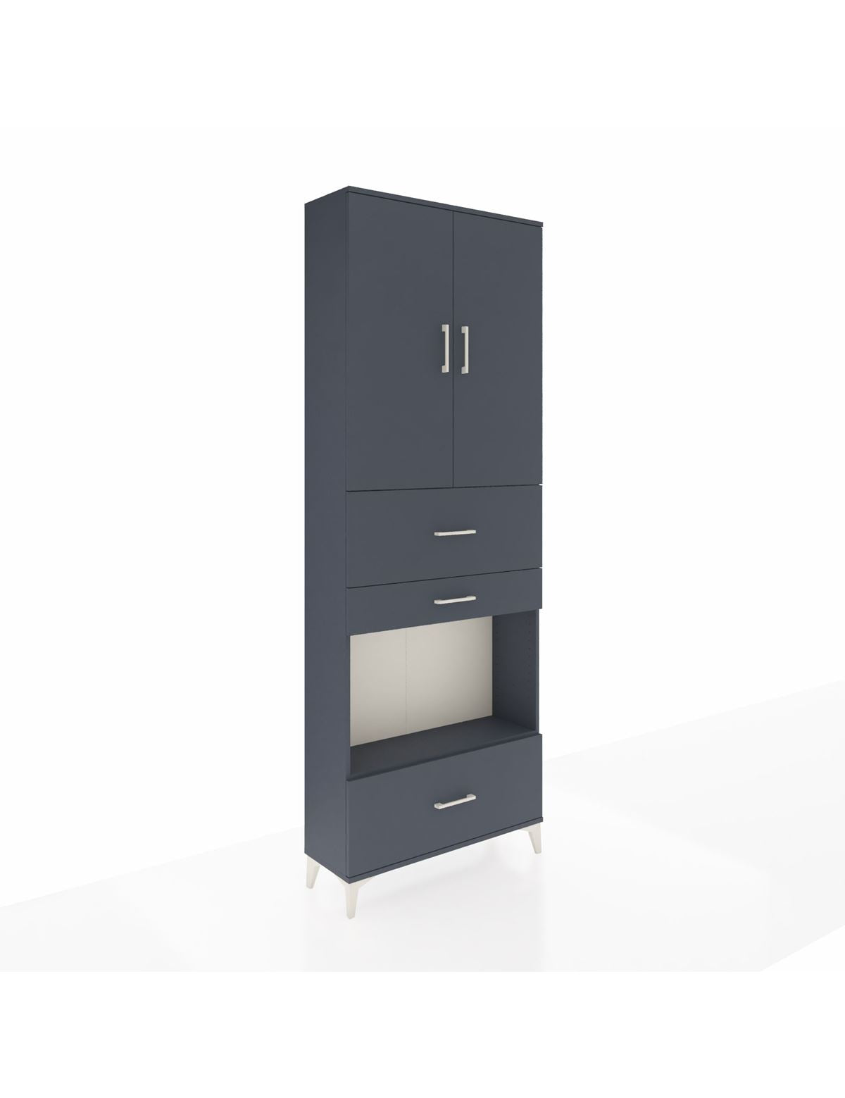 Arges Dolap 4 Raflı 3 Çekmeceli 2 Kapaklı 88x30x243 Antrasit-Antrasit