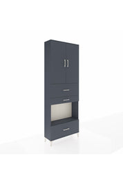 Arges Dolap 4 Raflı 3 Çekmeceli 2 Kapaklı 88x30x243 Antrasit-Antrasit