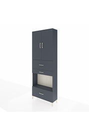 Arges Dolap 4 Raflı 3 Çekmeceli 2 Kapaklı 88x30x243 Antrasit-Antrasit