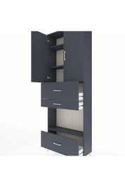 Arges Dolap 4 Raflı 3 Çekmeceli 2 Kapaklı 88x30x243 Antrasit-Antrasit