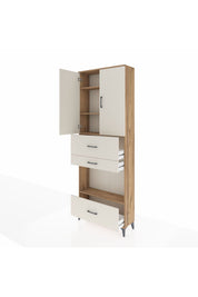 Arges Dolap 4 Raflı 3 Çekmeceli 2 Kapaklı 88x30x243 Çam-Aytaşı