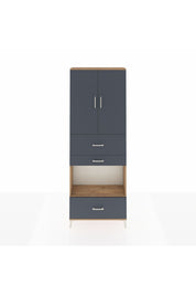 Arges Dolap 4 Raflı 3 Çekmeceli 2 Kapaklı 88x30x243 Çam-Antrasit