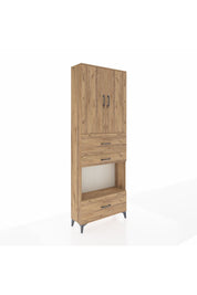 Arges Dolap 4 Raflı 3 Çekmeceli 2 Kapaklı 88x30x243 Çam-Çam