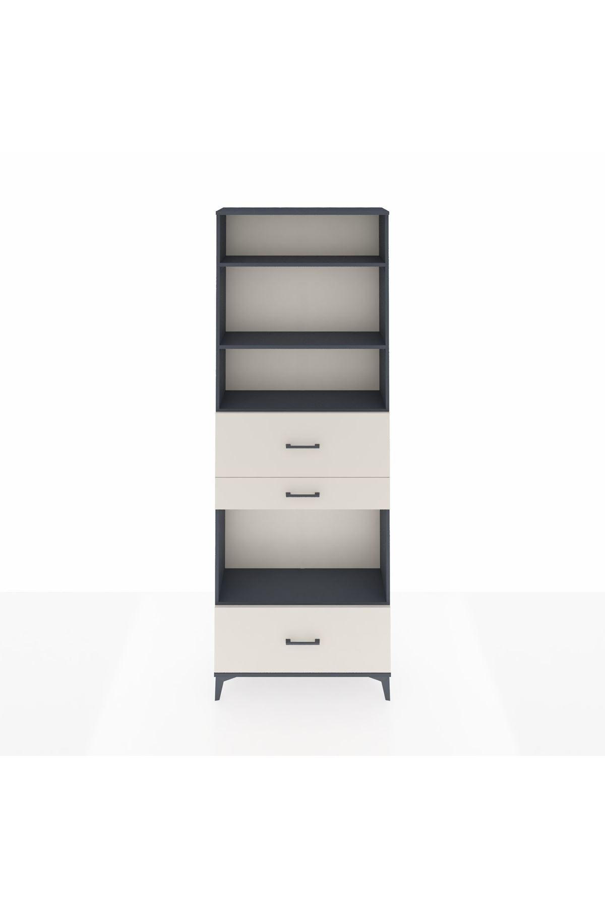 Arges Dolap 4 Raflı 3 Çekmeceli 88x30x243 Antrasit-Aytaşı