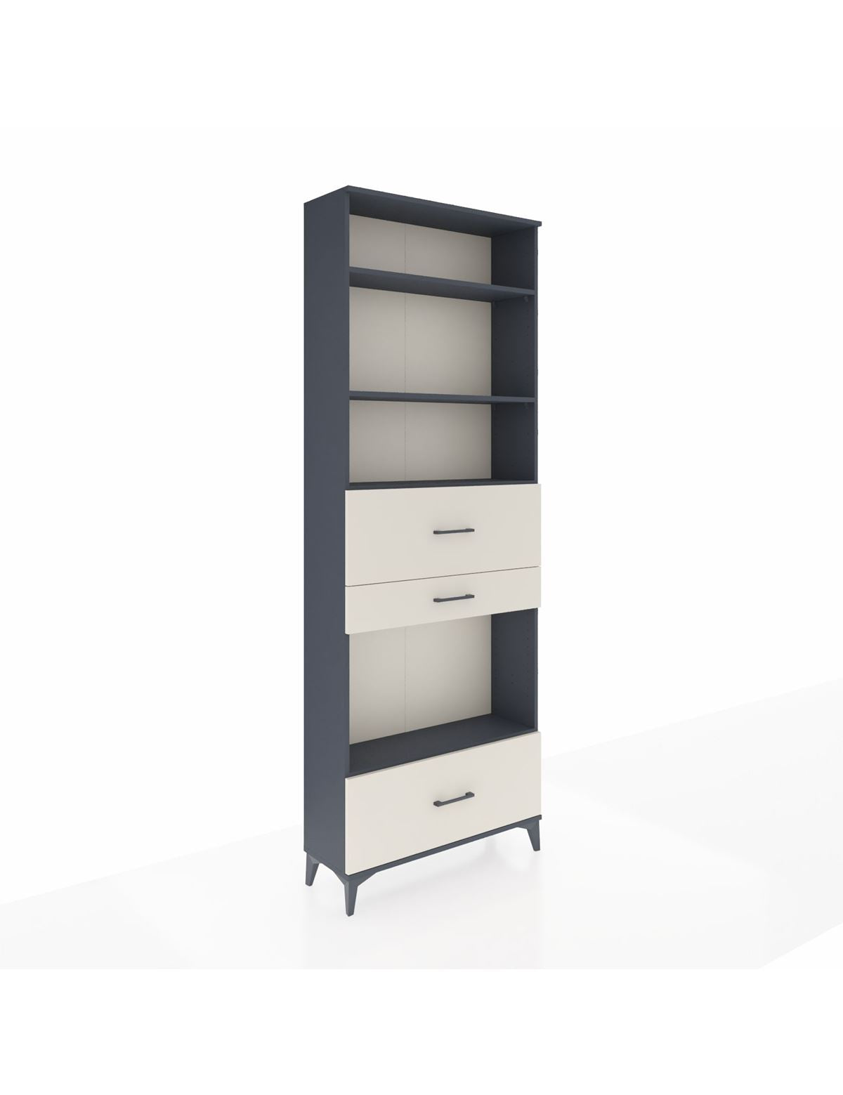 Arges Dolap 4 Raflı 3 Çekmeceli 88x30x243 Antrasit-Aytaşı