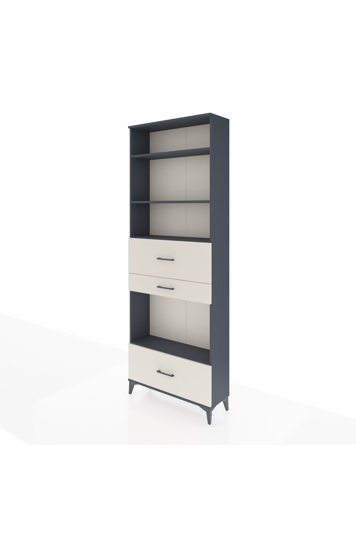 Arges Dolap 4 Raflı 3 Çekmeceli 88x30x243 Antrasit-Aytaşı