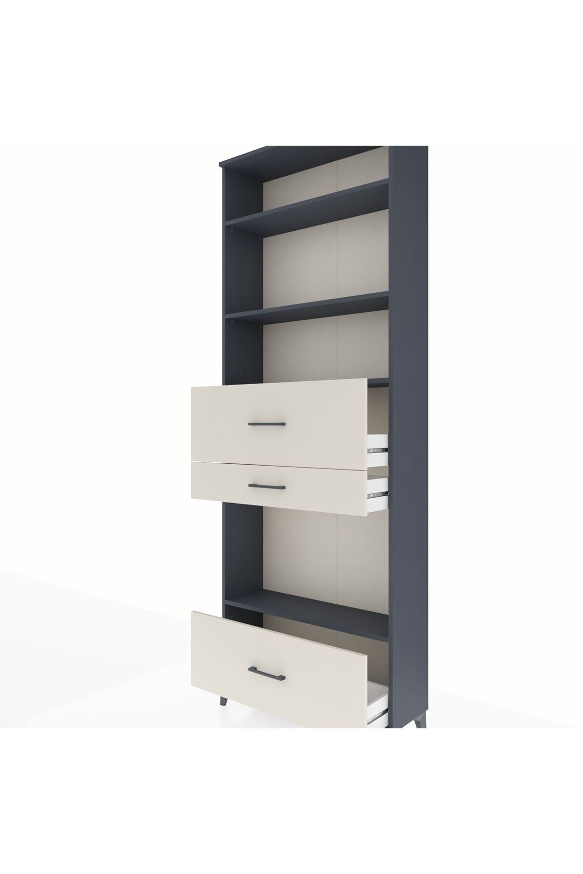 Arges Dolap 4 Raflı 3 Çekmeceli 88x30x243 Antrasit-Aytaşı