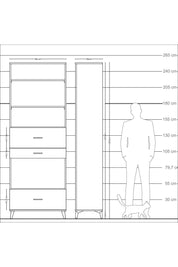 Arges Dolap 4 Raflı 3 Çekmeceli 88x30x243 Antrasit-Aytaşı
